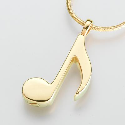 14K gold music note cremation pendant necklace